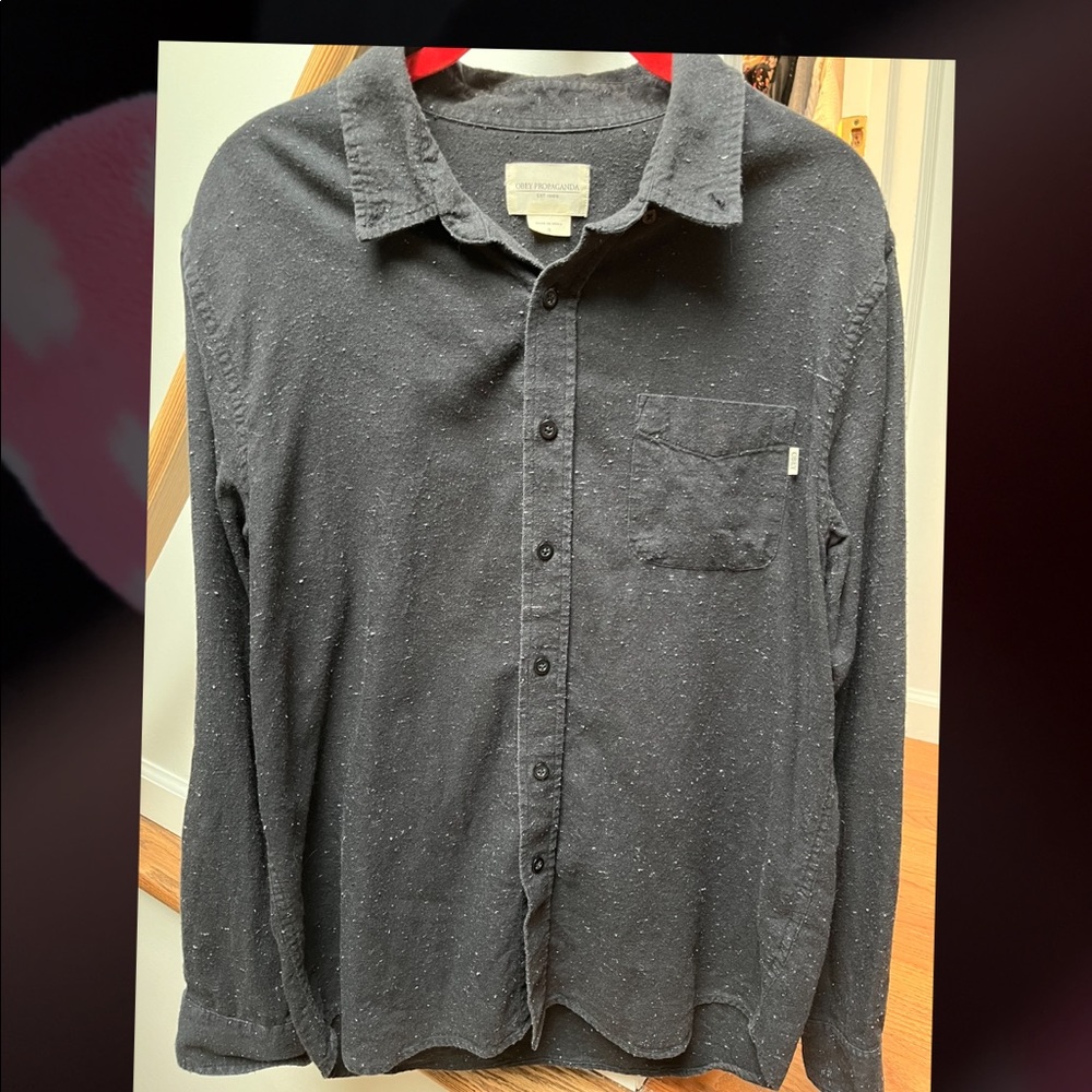 Obey Propaganda by Obey — Rare Vintage 100% Cotton Flannel-like Longsleeve